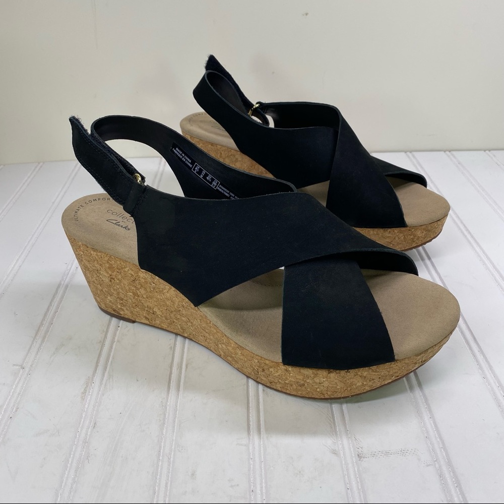 Clarks Collection Black Suede Platform Wedges - image 1